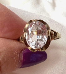 HUBERTUS VON SKAL VINTAGE 10K GOLD COLORLESS WHITE SPINEL FLOWER BUTTERCUP RING