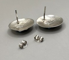 Vintage Sterling Silver 925 Ella Peter Turquoise Stone Stud Earrings (3.51g)