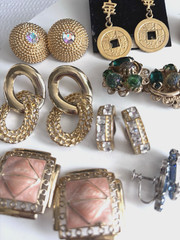 Vintage Signed And Unsigned Lot Of 10 Pairs Post Clip And Screw Back Earrings