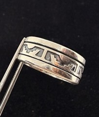 Big Vintage Mexico Sterling Silver 925 Tribal Pattern Spinner Ring Size 11.75