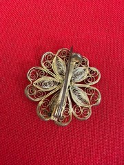 Antique Victorian Filigree Flower Brooch Pin