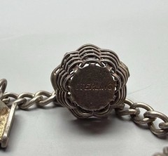 Sterling Silver 925 Charm Bracelet 7″ Curb Link Dangle Charms Spring Ring Signed