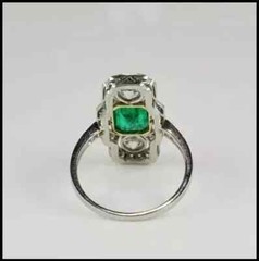 5.25Ct Art Deco Style Lab Created Emerald Engagement 14K White Gold Finish Ring
