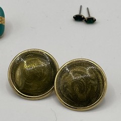 Lot Of 14 Pairs Estate Fashion Vintage Green Turquoise Tone Stud Earrings