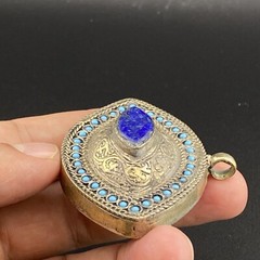 Amazing Afghan Silver Plated Brass Eye Shaped Beautiful Tribal Unique Pendant