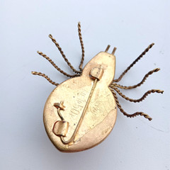 Vintage Spider Brooch Amber Color Resin. Made in the USSR