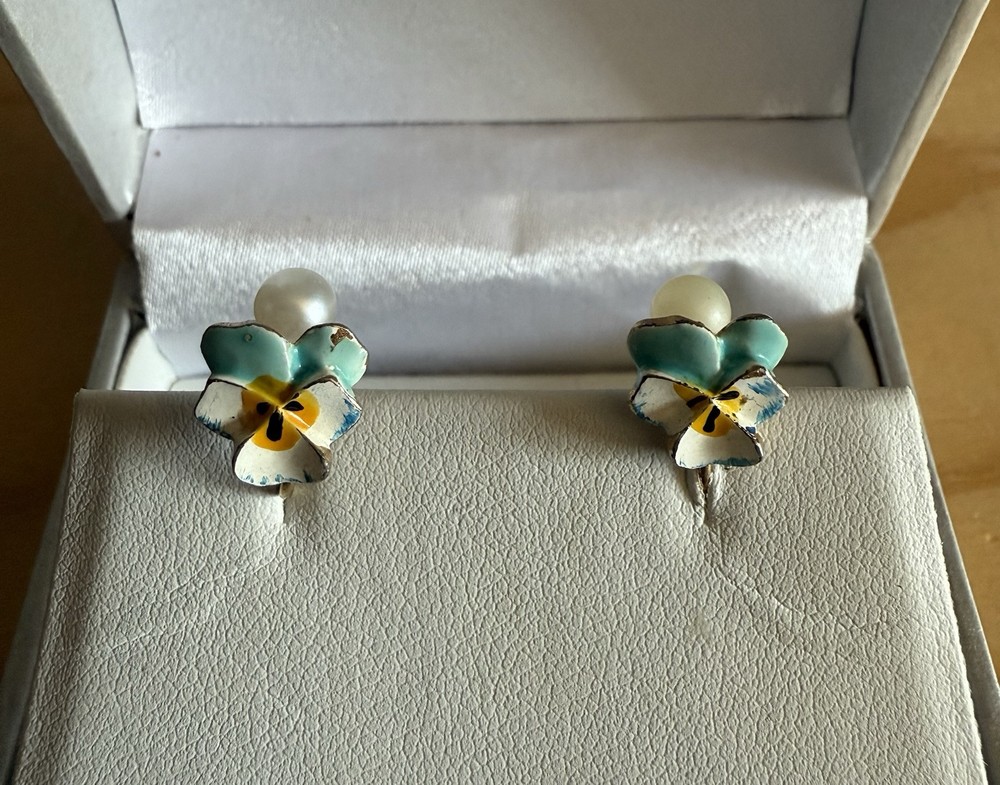 Vintage Forget Me Not Earrings Push On-Cuff *See Description*