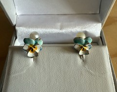 Vintage Forget Me Not Earrings Push On-Cuff *See Description*