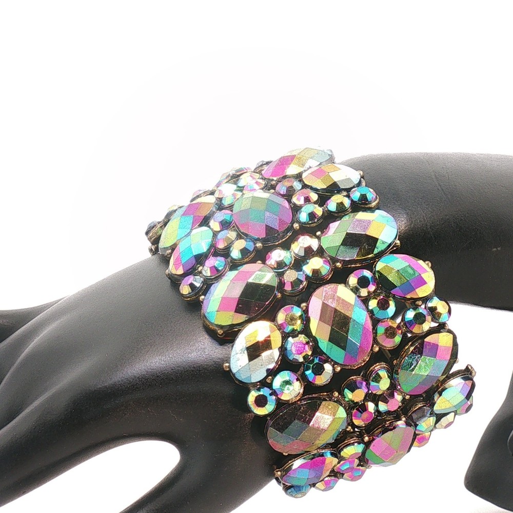 Vintage Crystal Stretch Bracelet Aurora Borealis Stones