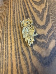 Monet Owl Brooch. Gold Tone Onyx Eyes Multi Color Stones