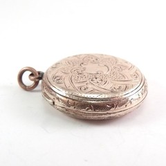 Antique Victorian Rolled Gold Engraved Round Locket Hair Receiver Ornate