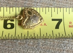 RARE Vintage Henry F Barrows HFB Etched 1/20 12k GF Heart Locket Necklace 13.5”