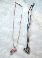 5 Necklaces LOT Girly long heart Y2K 1990s 2000s pink colorful jewelry costume