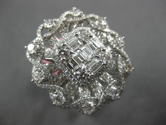 EXTRA LARGE 3.51CT DIAMOND 18KT WHITE GOLD ROUND & BAGUETTE FLOWER INFINITY RING