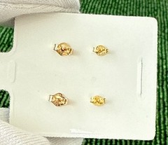 Lot x 2 Pairs VTG 14K Solid Yellow & Multi Color Gold Stud Earrings