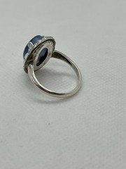 Vintage Clark & Coombs Sterling Silver Blue Lace Agate Statement Ring Size 6.5