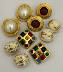 Vintage Jewelry Lot Gold Tone Clip On Earrings