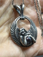 36. AICC 96 925 Sterling Fairy Angel iridescent Glass Orb Pendant Necklace 24″