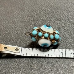 Antique 1900s Triple Evil Eye Gilted Brass Pendant Good Luck Protection Amulet