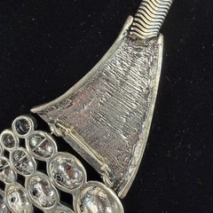 Vintage Silver Tone Brutalist Bib Statement Necklace Hammered Herringbone
