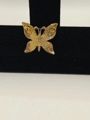 Vintage gold Plate Red Enamel Cloisonne Butterfly Brooch