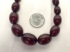 Vintage Cherry Red Bakelite Graduated Bead Necklace 35″ Tested 62g Art Deco