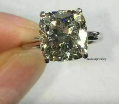4.50Ct Cushion Cut Lab Created Engagement 14K White Gold Plated Solitaire Ring