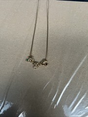 Vintage Avon Birthstone Love Charm Necklace. Green , White And Red . Gold Tone