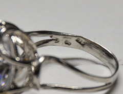 Sterling Silver And 14k Gold Accents 925 & 14k With Cubic Zirconia Gem Size 7