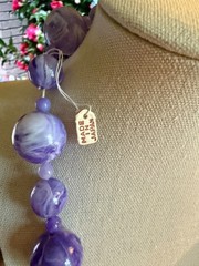 Vintage Purple chunky necklace set earrings Japan NOS excellent 1950s Retro