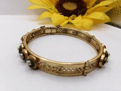 Signed Miriam Haskell Baroque Wired Pearls Hinged Bracelet~Safety Chain~6.5″