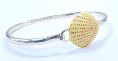 Vintage Brown County KY 925 Sterling Silver Seashell Shell Hook Bangle Bracelet