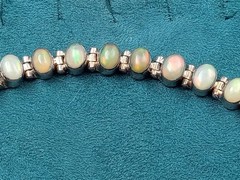 7.5″ Thirteen Stone Jelly Opal & Sterling Silver Bracelet lots Fire 🔥