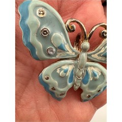 Y2K Blue Butterfly Brooch Cottagecore Fairycore Pin VNTG Pastel Blue Rhinestone