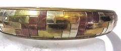 VINTAGE BANGLE BRACELET MIXED METAL GYPSY BOHO BRASS COPPER AND SILVER PLATED