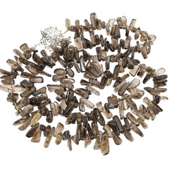 Vintage Smoky Quartz Nugget Necklace Extra Long Statement Natural Gemstone