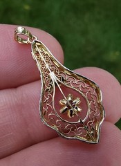 10k Lavalier Pendant & VVS 0.24ct Diamond 🔥 Modified Reclaimed Antique 🔥 VIDEO