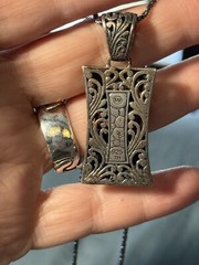 Art Nouveau Necklace 925 Sterling VTG 3/4 In Bale 17.5 In Drop 1.5 In Pendant