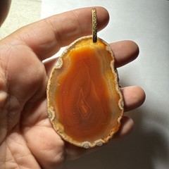 Pendant Agate Red Orange Huge 75mm Long 51mm Wide Vintage