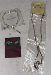 Vintage Style Costume Jewelry Lot Necklaces Bracelet 2 Pr Pierced Earrings
