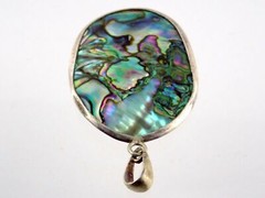 Sterling Silver Abalone Shell Pendant 925 10g 2.5 Inches Total Length