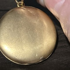 Victorian 9.9g Round Matte Gold Filled Locket Pendant Photo C Co Stamp CZ Stone