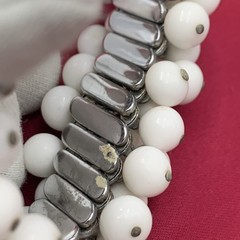 Vintage Milk Glass Beaded Cluster Bracelet Dangle Cluster 5-5/8″ IC Expandable