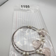 Vintage Pearl & Rose Quartz Choker Y2K Necklace Silver Tone Memory Wire Dangle
