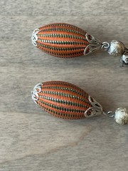 Lot Of 2-Vintage Dangle Drop Orange Clip on Earrings Stamped Japan