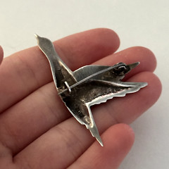 Vintage 925 Sterling Silver Mexico Flying Birds Duck Goose Animal Brooch Pin
