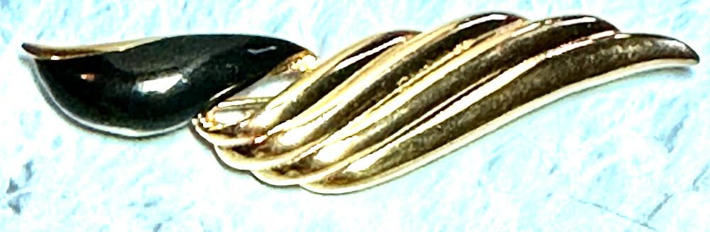 Vintage Gold and Black Enamel Wing Brooch/Pin