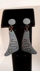 Sterling silver Copper Embossed Earrings. Screwback vintage
