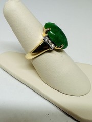 18k Vintage Jadeite & Diamond Ring – Jade