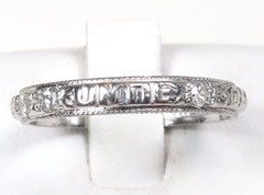 Rare Antique Platinum Diamond Vow Ring “Until Death Do Us Part” Size 5.5 UK-K1/2